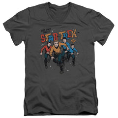Star Trek Deep Space Thrills Men's 30/1 Cotton Slim V-Neck T-Shirt