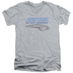 Star Trek Distressed TNG Men's 30/1 Cotton Slim V-Neck T-Shirt