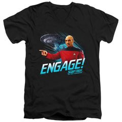 Star Trek Engage Men's 30/1 Cotton Slim V-Neck T-Shirt