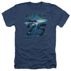 Star Trek Enterprise 25 Men's 30/1 Heather 60 40 Poly Short-Sleeve T-Shirt