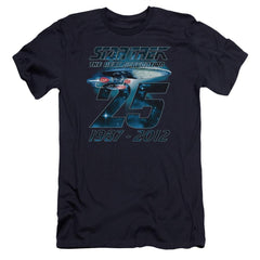 Star Trek Enterprise 25 Men's Ultra-Soft 30/1 Cotton Slim Short-Sleeve T-Shirt