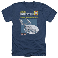 Star Trek Enterprise Manual Men's 30/1 Heather 60 40 Poly Short-Sleeve T-Shirt
