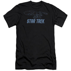 Star Trek Enterprise Outline Men's Ultra-Soft 30/1 Cotton Slim Short-Sleeve T-Shirt