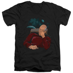 Star Trek Facepalm Men's 30/1 Cotton Slim V-Neck T-Shirt