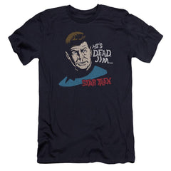 Star Trek He's Dead Jim Men's Ultra-Soft 30/1 Cotton Slim Short-Sleeve T-Shirt
