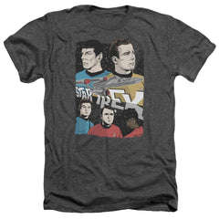 Star Trek Illustrated Crew Men's 30/1 Heather 60 40 Poly Short-Sleeve T-Shirt