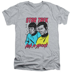 Star Trek Kirk N Spock Men's 30/1 Cotton Slim V-Neck T-Shirt