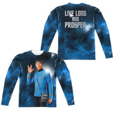 Star Trek Live Long (Front/Back Print) Men's Regular Fit Polyester Long-Sleeve T-Shirt