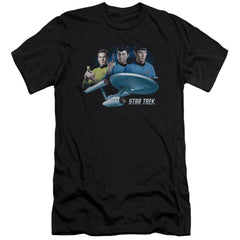 Star Trek Main Three Men's Ultra-Soft 30/1 Cotton Slim Short-Sleeve T-Shirt