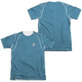 Star Trek Movie Science Uniform (Front/Back Print) Men's Regular Fit Poly Cotton Short-Sleeve T-Shirt
