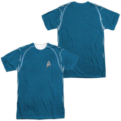 Star Trek Movie Science Uniform (Front/Back Print) Men's Regular Fit Polyester Short-Sleeve T-Shirt
