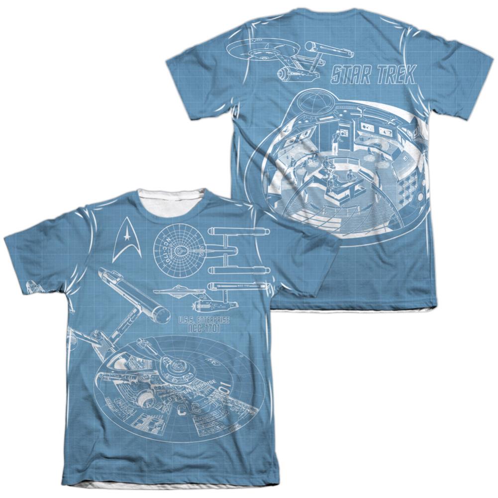 Star Trek Multi Angle Plans (Front/Back Print) Men's Regular Fit Poly Cotton Short-Sleeve T-Shirt