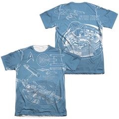 Star Trek Multi Angle Plans (Front/Back Print) Men's Regular Fit Poly Cotton Short-Sleeve T-Shirt