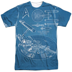 Star Trek Multi Angle Plans Men's Regular Fit Polyester Short-Sleeve T-Shirt