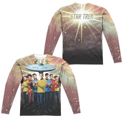Star Trek Original Crew (Front/Back Print) Men's Regular Fit Polyester Long-Sleeve T-Shirt