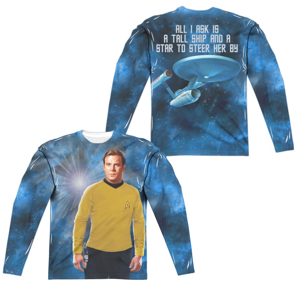 Star Trek Ship For My Captain (Front/Back Print) Men's Regular Fit Polyester Long-Sleeve T-Shirt