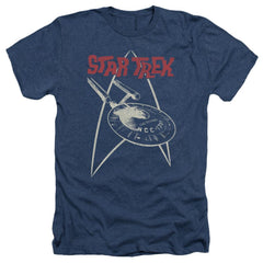 Star Trek Ship Symbol Men's 30/1 Heather 60 40 Poly Short-Sleeve T-Shirt