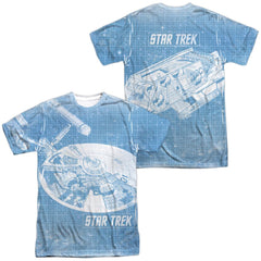 Star Trek Ship's Blueprint (Front/Back Print) Men's Regular Fit Polyester Short-Sleeve T-Shirt