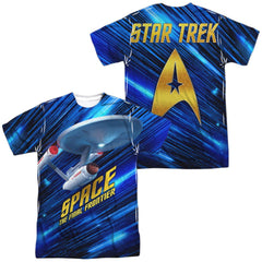 Star Trek Space Frontier (Front/Back Print) Men's Regular Fit Polyester Short-Sleeve T-Shirt
