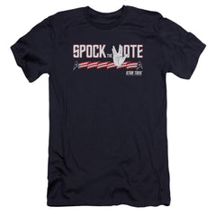 Star Trek Spock The Vote Men's Ultra-Soft 30/1 Cotton Slim Short-Sleeve T-Shirt