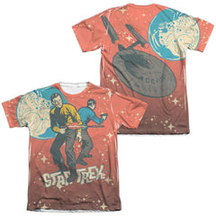 Star Trek Teamwork (Front/Back Print) Men's Regular Fit Poly Cotton Short-Sleeve T-Shirt