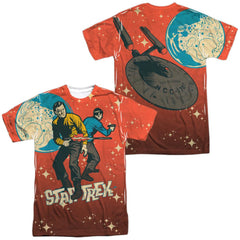 Star Trek Teamwork (Front/Back Print) Men's Regular Fit Polyester Short-Sleeve T-Shirt