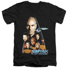 Star Trek The Next Generation Men's 30/1 Cotton Slim V-Neck T-Shirt