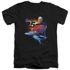 Star Trek TNG 25 Men's 30/1 Cotton Slim V-Neck T-Shirt