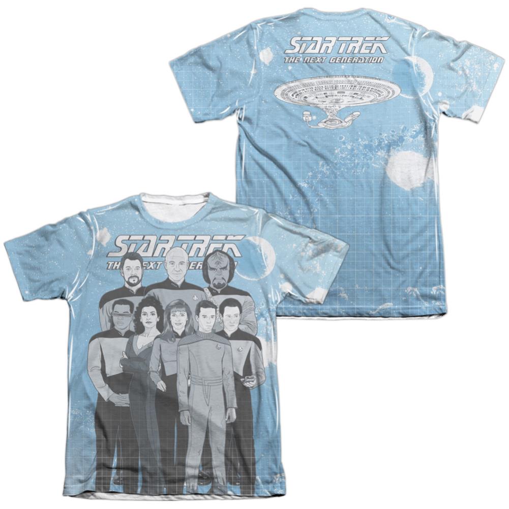 Star Trek TNG Comic Cast (Front/Back Print) Men's Regular Fit Poly Cotton Short-Sleeve T-Shirt