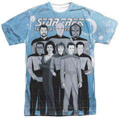 Star Trek TNG Comic Cast Men's Regular Fit Polyester Short-Sleeve T-Shirt