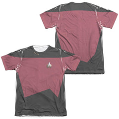 Star Trek TNG Command Uniform (Front/Back Print) Men's Regular Fit Poly Cotton Short-Sleeve T-Shirt