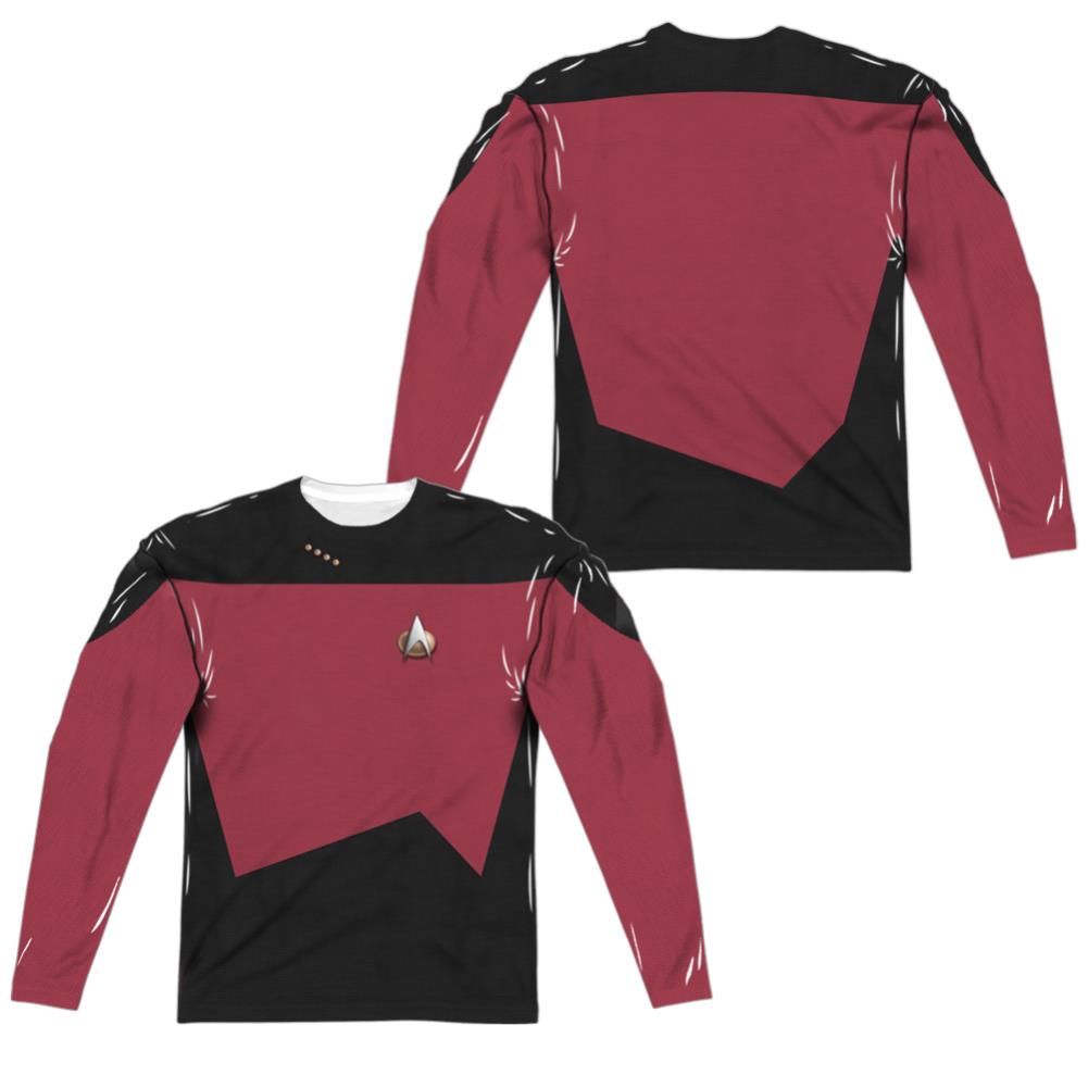 Star Trek TNG Command Uniform (Front/Back Print) Men's Regular Fit Polyester Long-Sleeve T-Shirt