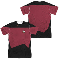 Star Trek TNG Command Uniform (Front/Back Print) Men's Regular Fit Polyester Short-Sleeve T-Shirt