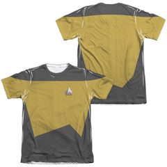 Star Trek TNG Engineering Uniform (Front/Back Print) Men's Regular Fit Poly Cotton Short-Sleeve T-Shirt