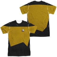 Star Trek TNG Engineering Uniform (Front/Back Print) Men's Regular Fit Polyester Short-Sleeve T-Shirt