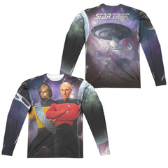 Star Trek TNG (Front/Back Print) Men's Regular Fit Polyester Long-Sleeve T-Shirt