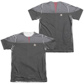 Star Trek TNG Movie Command Uniform (Front/Back Print) Men's Regular Fit Poly Cotton Short-Sleeve T-Shirt