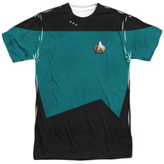 Star Trek TNG Science Uniform Men's Regular Fit Polyester Short-Sleeve T-Shirt
