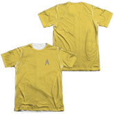 Star Trek TOS Command Uniform (Front/Back Print) Men's Regular Fit Poly Cotton Short-Sleeve T-Shirt