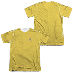 Star Trek TOS Command Uniform (Front/Back Print) Men's Regular Fit Poly Cotton Short-Sleeve T-Shirt
