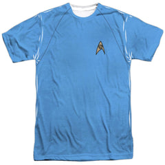 Star Trek TOS Science Uniform Men's Regular Fit Polyester Short-Sleeve T-Shirt