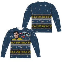 Star Trek Trek Sweater (Front/Back Print) Men's Regular Fit Polyester Long-Sleeve T-Shirt