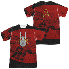 Star Trek Uss Enterprise Schematic (Front/Back Print) Men's Regular Fit Polyester Short-Sleeve T-Shirt