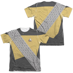 Star Trek Worf Uniform (Front/Back Print) Men's Regular Fit Poly Cotton Short-Sleeve T-Shirt