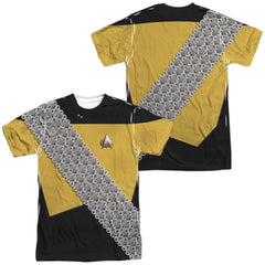 Star Trek Worf Uniform (Front/Back Print) Men's Regular Fit Polyester Short-Sleeve T-Shirt