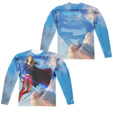 Supergirl Up In The Sky (Front/Back Print) Men's Regular Fit Polyester LS T