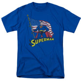 Superman American Flag Men's 18/1 Cotton SS T