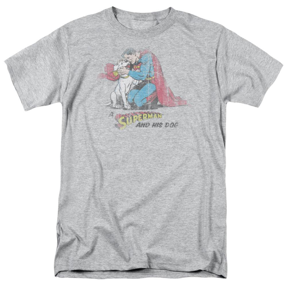 Superman And His Dog Men's 18/1 Cotton SS T