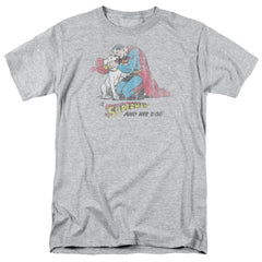 Superman And His Dog Men's 18/1 Cotton SS T