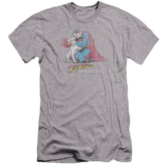 Superman And His Dog Men's Ultra-Soft 30/1 Cotton Slim SS T